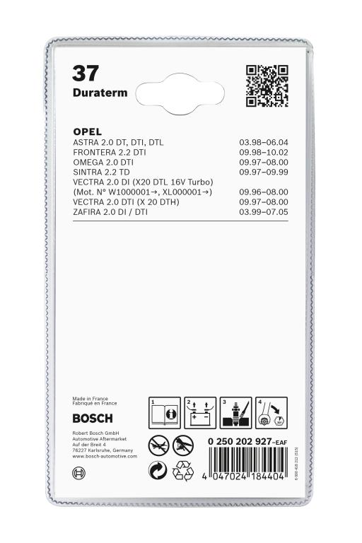 Jeu de 2 bougies de préchauffage BOSCH ref. 0 250 202 927