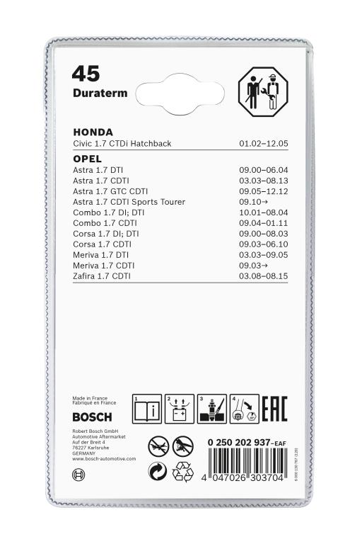 Jeu de 2 bougies de préchauffage BOSCH ref. 0 250 202 937