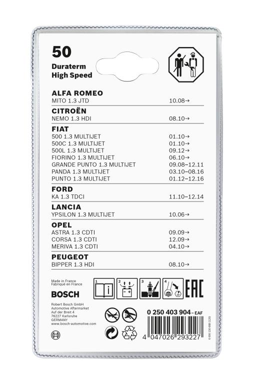 Jeu de 2 bougies de préchauffage BOSCH ref. 0 250 403 904
