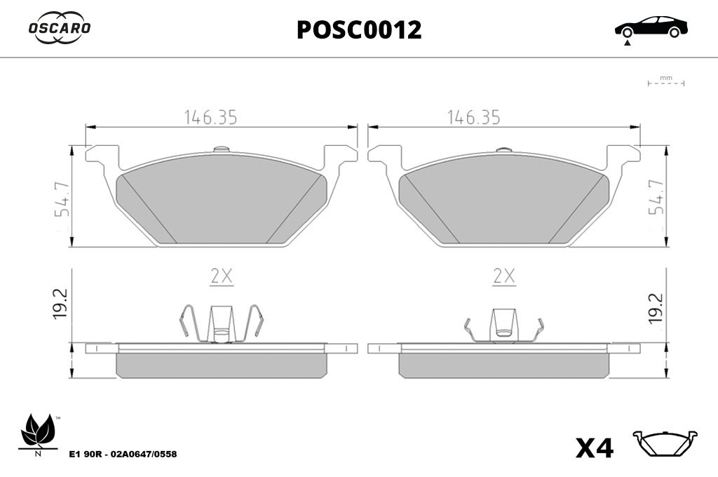 Jogo de 4 pastilhas de travão OSCARO ref. POSC0012