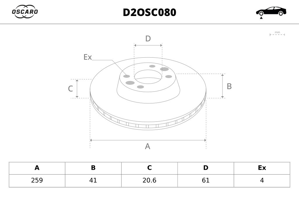 Disques de frein OSCARO ref. D2OSC080