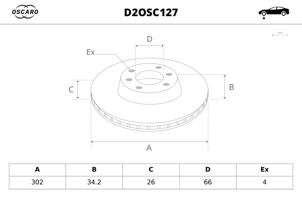 Disques de frein OSCARO ref. D2OSC127