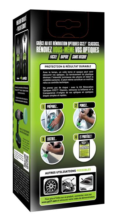 Kit rénovateur d'optiques (Rénovateur phare) GS27 Kit Rénovation Optiques Universel - ref. CL162000