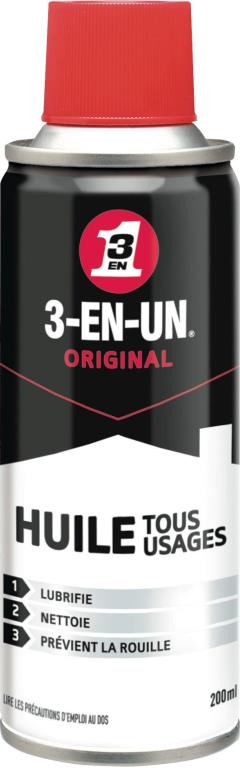 Dégrippant-Lubrifiant 3-EN-UN Aérosol Huile tout usage 200 ml - ref. 33008/10