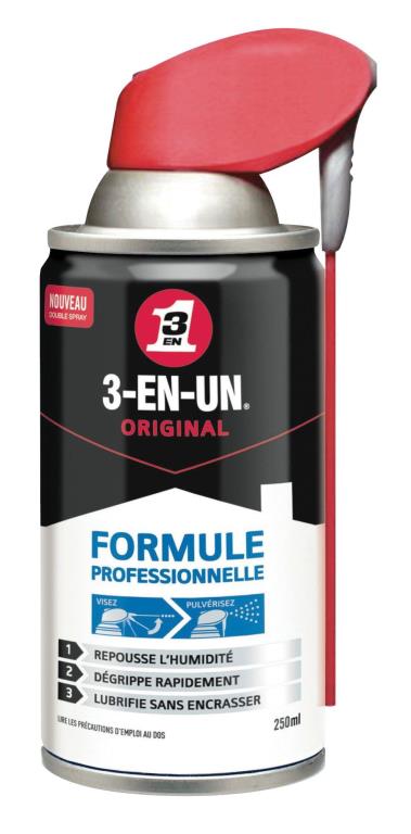 Dégrippant-Lubrifiant 3-EN-UN Aérosol Huile formule Pro Double Spray 250 ml - ref. 33051/10