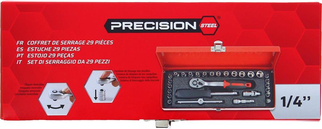Coffret cliquets et douilles 1/4" PRECISION STEEL ref. 211420