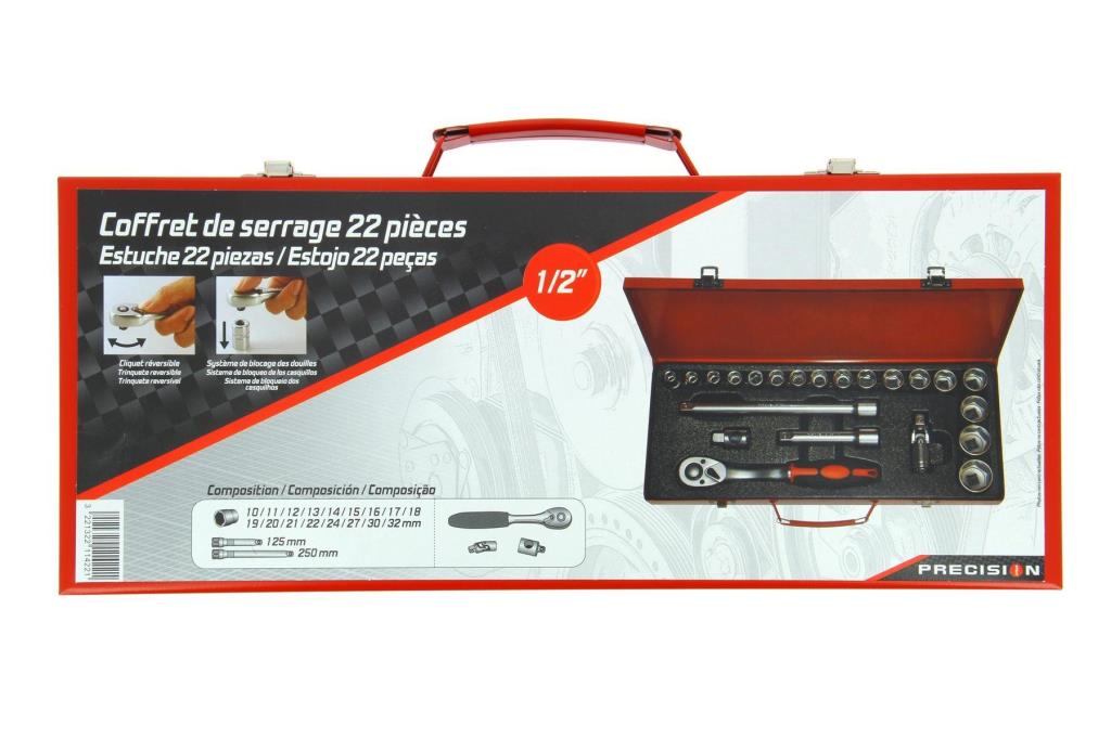 Conjunto de catracas e soquetes de 1/2 PRECISION STEEL ref. 211422