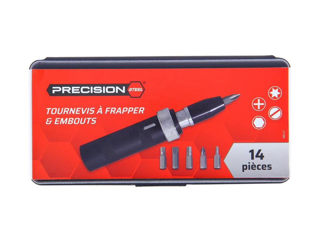Tournevis à frapper + embouts à choc PRECISION STEEL 211500