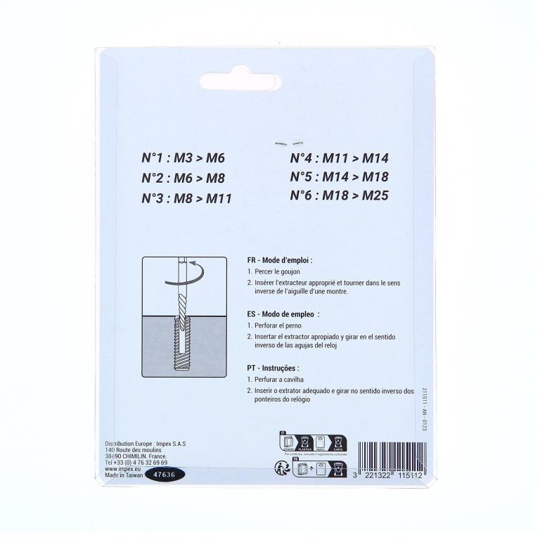 Juego de extractores de tornillos y pernos PRECISION STEEL ref. 211511
