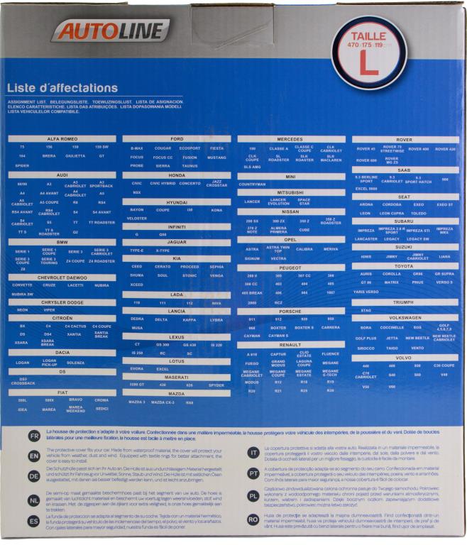 Bâche de protection voiture (Housse de protection voiture) AUTOLINE 932916