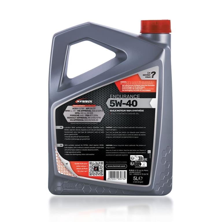 Huile moteur KENNOL 5W-40 ENDURANCE 5L - ref. 193073