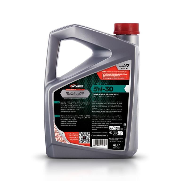 Huile moteur KENNOL 5W-30 ENERGY + SN/CF 4L - ref. 193974