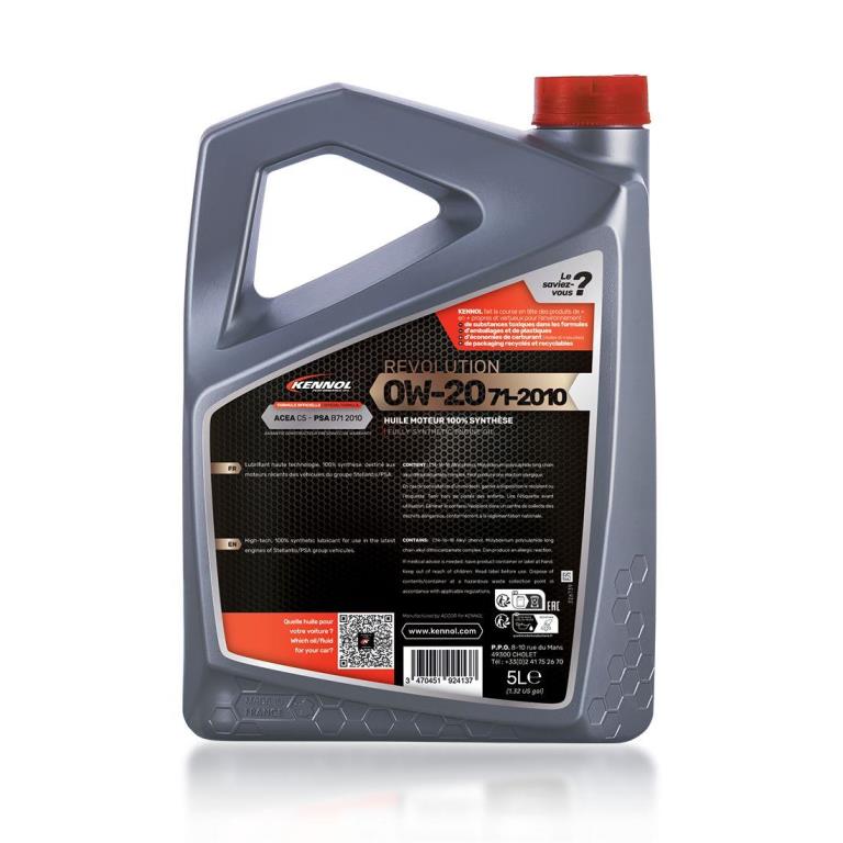 Huile moteur KENNOL 0W-20 71-2010 REVOLUTION 5L - ref. 192413