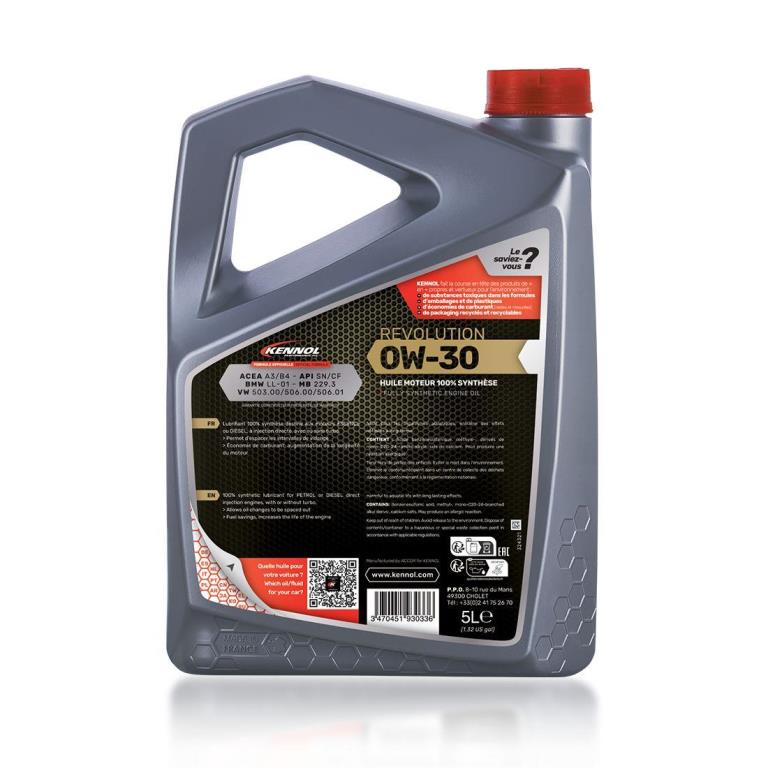 Huile moteur KENNOL 0W-30 REVOLUTION 5L - ref. 193033