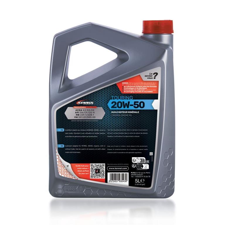 Aceite de motor (Aceite motor) KENNOL KENNOL TOURING 20W-50 5L - ref. 193543