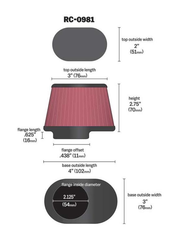 Filtre à air universel K&N Engineering, Inc. ref. RC-0981