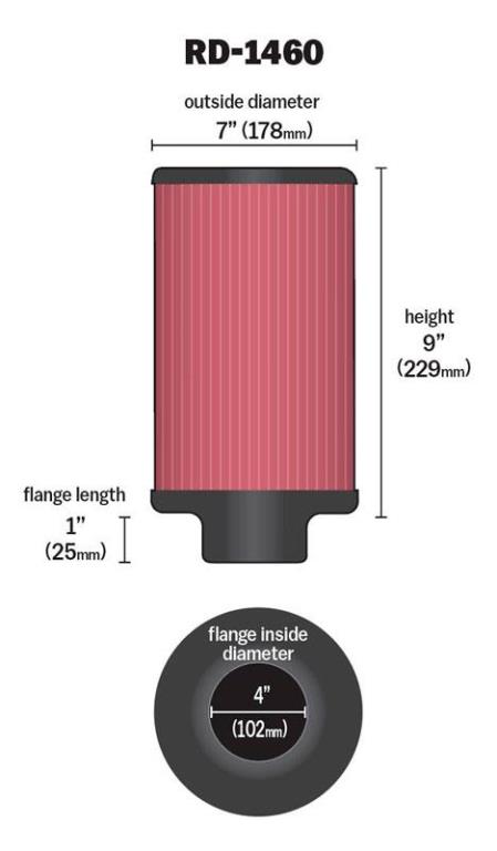 Filtre à air universel K&N Engineering, Inc. ref. RD-1460