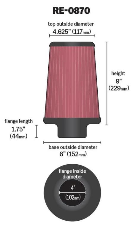 Filtre à air universel K&N Engineering, Inc. ref. RE-0870