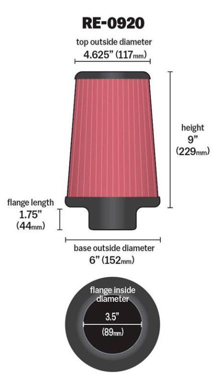 Filtre à air universel K&N Engineering, Inc. ref. RE-0920