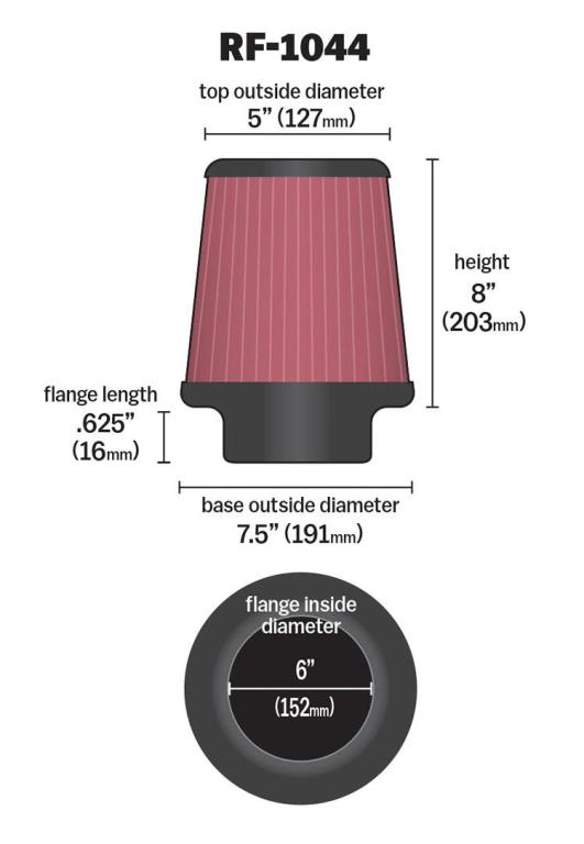 Filtro de ar universal K&N Engineering, Inc. ref. RF-1044