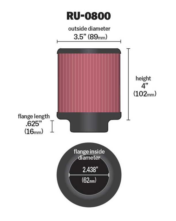 Filtre à air universel K&N Engineering, Inc. ref. RU-0800