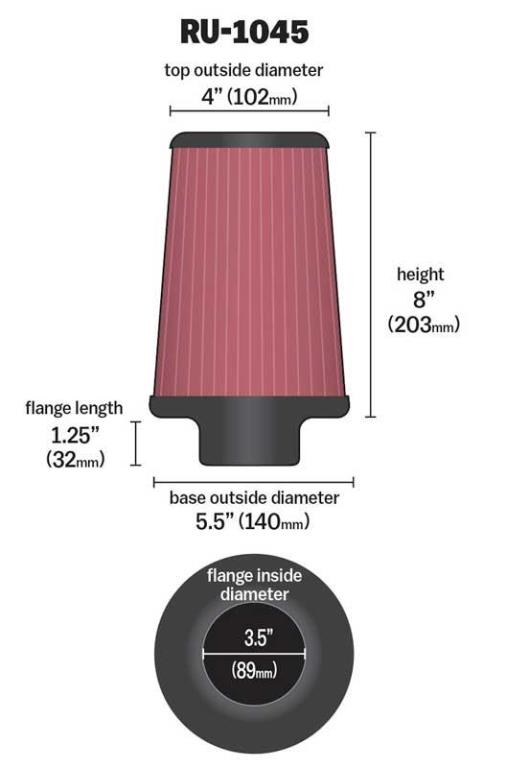 Filtro de aire universal K&N Engineering, Inc. RU-1045