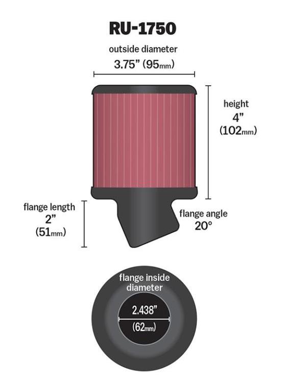 Filtre à air universel K&N Engineering, Inc. ref. RU-1750