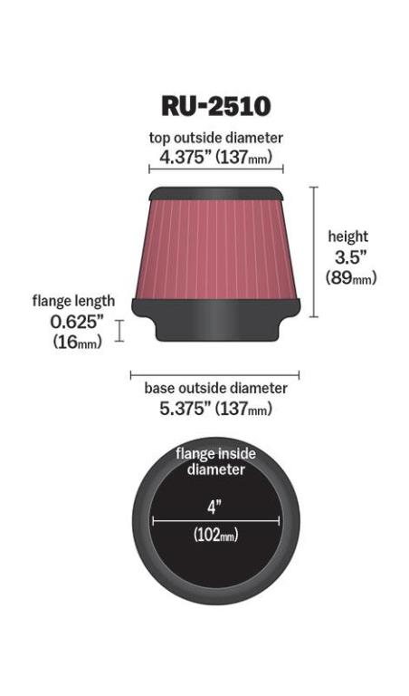 Filtre à air universel K&N Engineering, Inc. ref. RU-2510