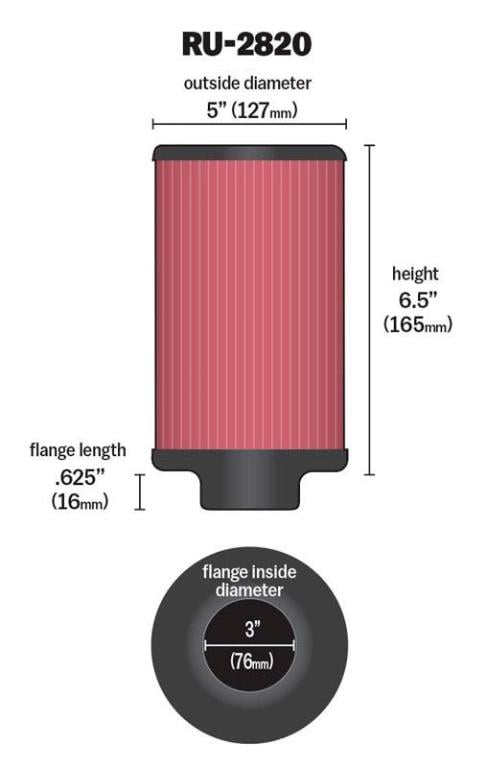 Filtre à air universel K&N Engineering, Inc. ref. RU-2820