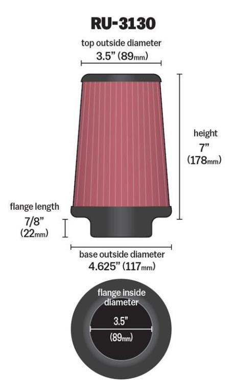 Filtre à air universel K&N Engineering, Inc. ref. RU-3130