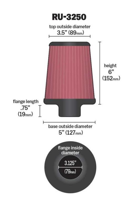 Filtro de aire universal K&N Engineering, Inc. RU-3250