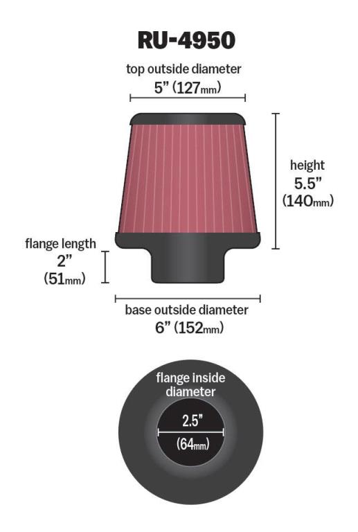 Filtre à air universel K&N Engineering, Inc. ref. RU-4950