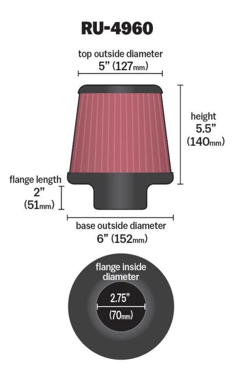 Filtre à air universel K&N Engineering, Inc. ref. RU-4960