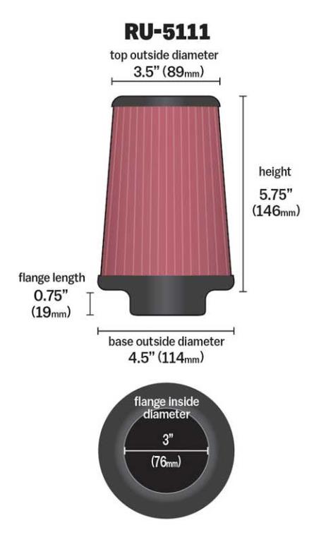Filtre à air universel K&N Engineering, Inc. ref. RU-5111
