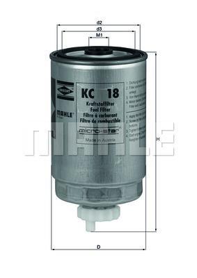 Filtre à carburant (Filtre à gasoil) KNECHT FILTER ref. KC 18