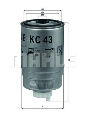 Filtre à carburant (Filtre à gasoil) KNECHT FILTER ref. KC 43