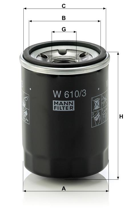 Filtro de aceite MANN-FILTER ref. W 610/3