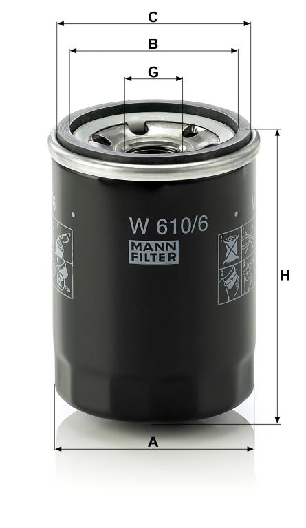 Filtro de aceite MANN-FILTER ref. W 610/6