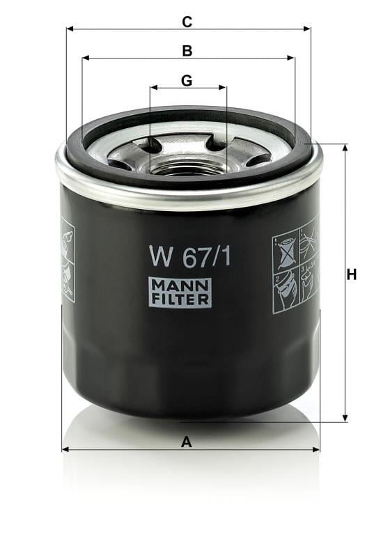 Filtro de aceite MANN-FILTER ref. W 67/1