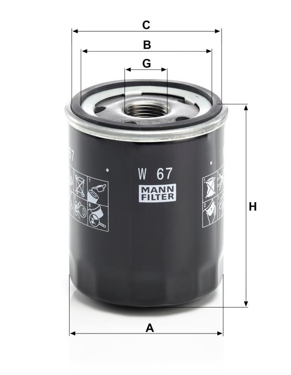 Filtro de aceite MANN-FILTER ref. W 67