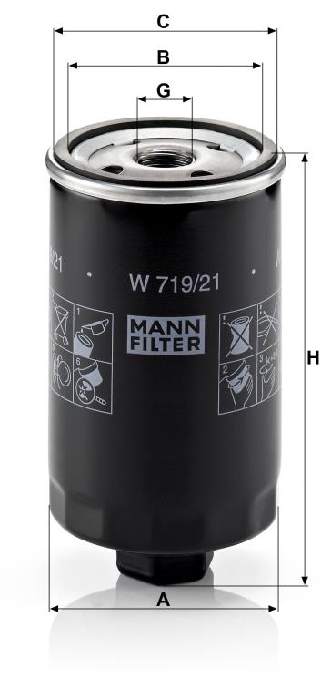 Filtre à huile MANN-FILTER W 719/21