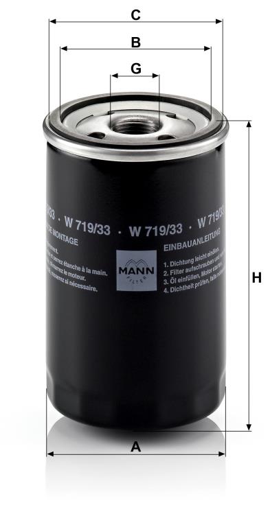 Filtro de aceite MANN-FILTER ref. W 719/33