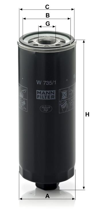 Filtro de aceite MANN-FILTER ref. W 735/1