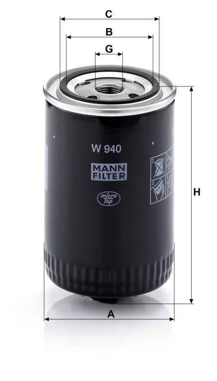 Filtro de aceite MANN-FILTER ref. W 940 (10)