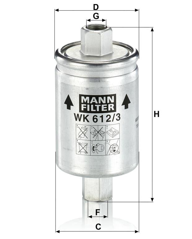Filtre à carburant (Filtre à gasoil) MANN-FILTER ref. WK 612/3