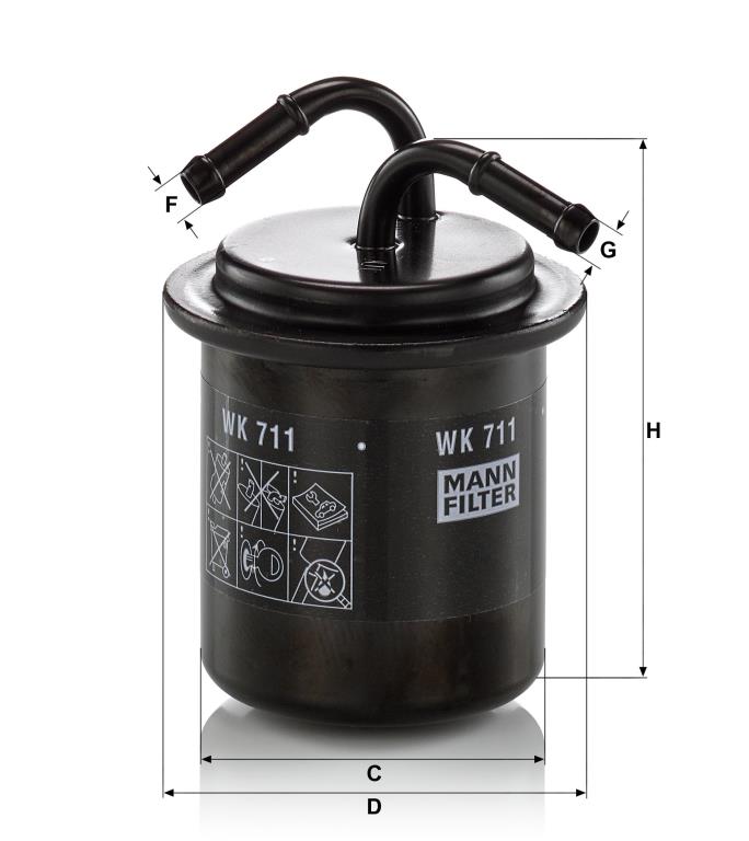 Filtre à carburant (Filtre à gasoil) MANN-FILTER ref. WK 711