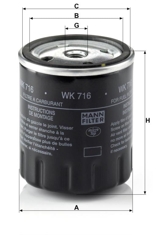 Filtro combustible MANN-FILTER ref. WK 716