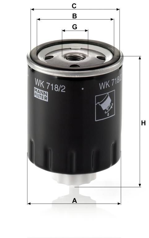 Filtre à carburant (Filtre à gasoil) MANN-FILTER ref. WK 718/2