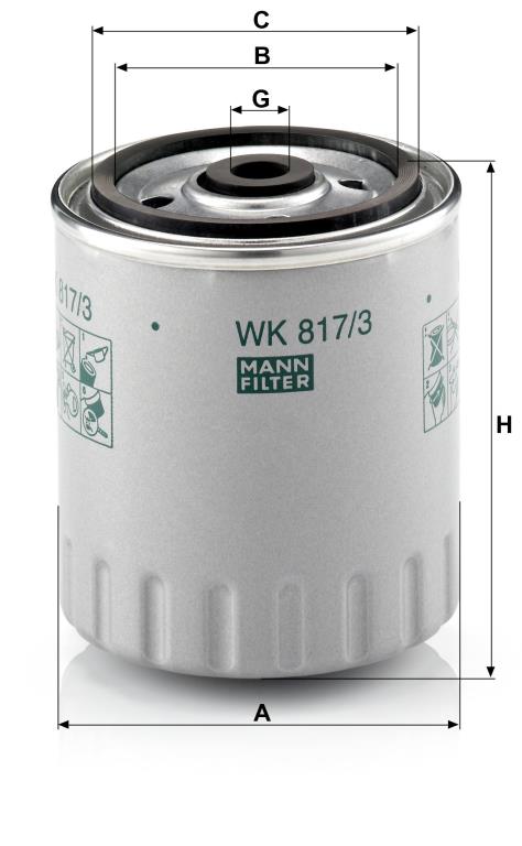 Filtre à carburant (Filtre à gasoil) MANN-FILTER ref. WK 817/3 x