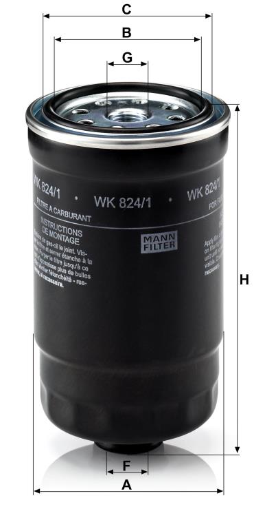 Filtro combustible MANN-FILTER ref. WK 824/1